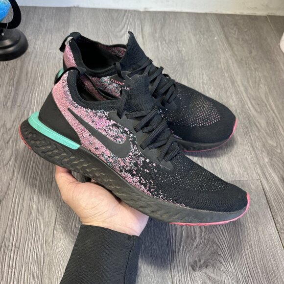Nike Epic React Flyknit Shoes South Beach Mens 10.5 Black Athletic BV1572-001